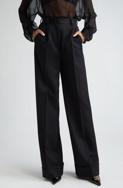 Dolce&Gabbana Dolce&Gabbana Pleated Cuff Hem Virgin Wool & Silk Trousers