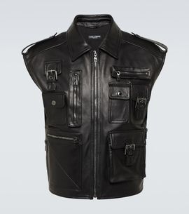 Dolce&Gabbana Dolce&Gabbana Pocket-detail sleeveless leather jacket