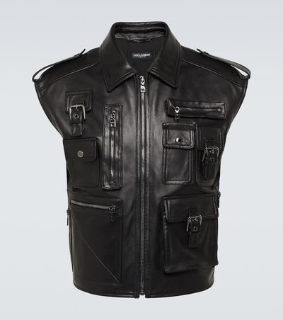 Dolce&Gabbana Dolce&Gabbana Pocket-detail sleeveless leather jacket