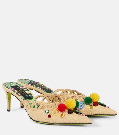 Dolce&Gabbana Dolce&Gabbana Pointy 60 embellished raffia mules