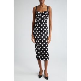 Dolce&Gabbana Dolce&Gabbana Polka Dot Ruched Satin Sheath Dress