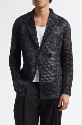 Dolce&Gabbana Dolce&Gabbana Portofino Double Breasted Raffia Mesh Sport Coat