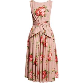Dolce&Gabbana Dolce&Gabbana Rose Bouquet Print Gathered Cotton Poplin Dress