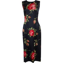Dolce&Gabbana Dolce&Gabbana Rose Bouquet Print Stretch Satin Cocktail Dress