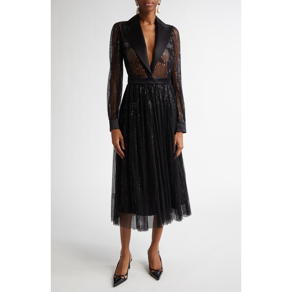 Dolce&Gabbana Dolce&Gabbana Sequin Sheer Long Sleeve Blazer Midi Dress