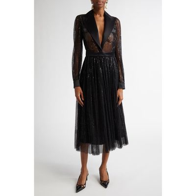 Dolce&Gabbana Dolce&Gabbana Sequin Sheer Long Sleeve Blazer Midi Dress