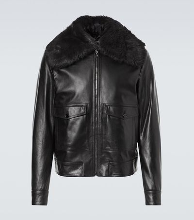 Dolce&Gabbana Dolce&Gabbana Shearling-trimmed leather jacket