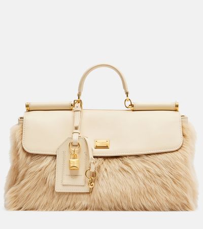 Dolce&Gabbana Dolce&Gabbana Sicily Large leather and shearling top-handle bag