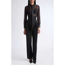 Dolce&Gabbana Dolce&Gabbana Silk Chiffon Tie Neck Button-Up Shirt