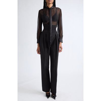 Dolce&Gabbana Dolce&Gabbana Silk Chiffon Tie Neck Button-Up Shirt