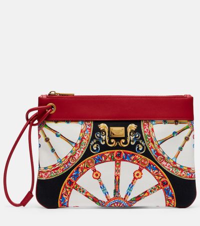Dolce&Gabbana Dolce&Gabbana Small printed leather-trimmed canvas pouch
