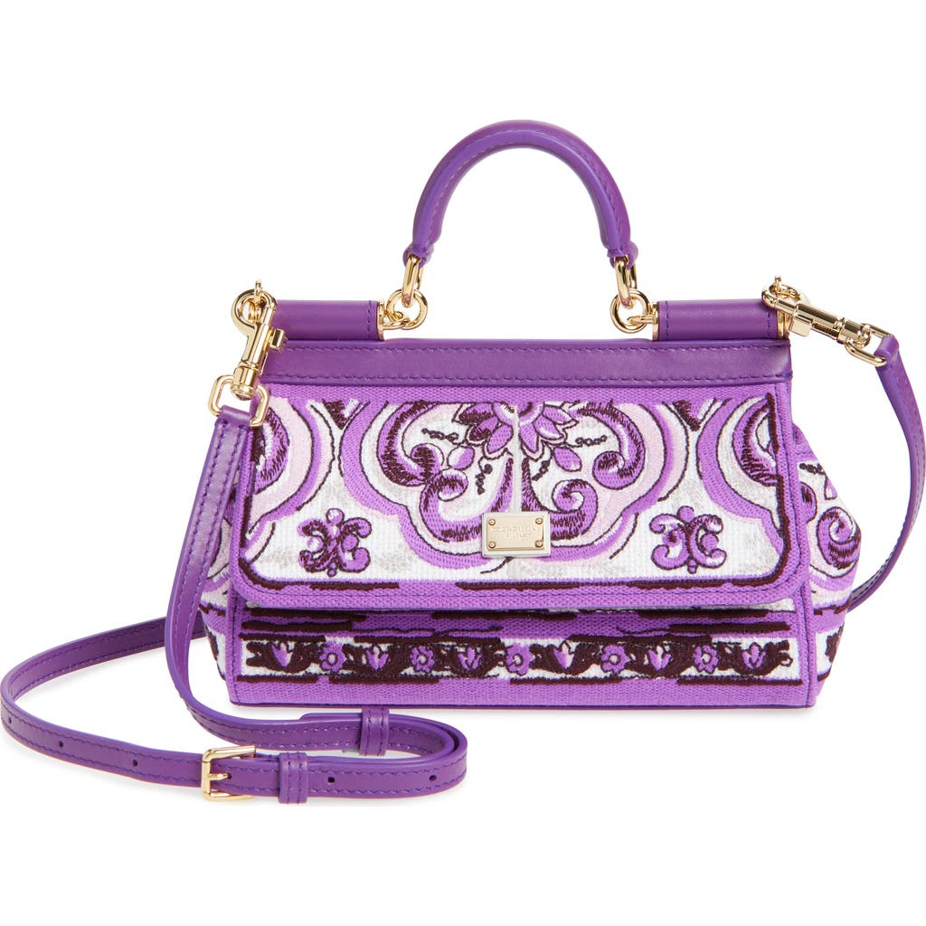 Dolce&Gabbana Dolce&Gabbana Small Sicily Majolica Embroidered Canvas Satchel