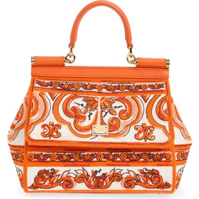 Dolce&Gabbana Dolce&Gabbana Small Sicily Majolica Embroidered Top Handle Bag