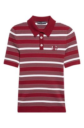 Dolce&Gabbana Dolce&Gabbana Stripe Cotton Blend Rib Polo Sweater