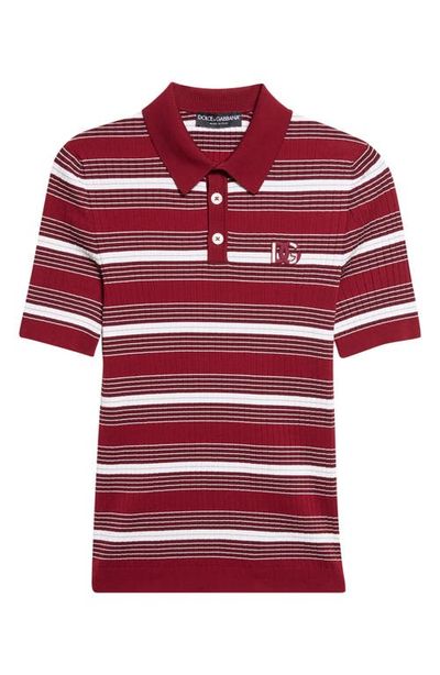 Dolce&Gabbana Dolce&Gabbana Stripe Cotton Blend Rib Polo Sweater