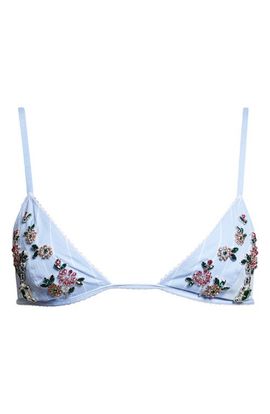 Dolce&Gabbana Dolce&Gabbana Stripe Embellished Poplin Soft Cup Triangle Bra