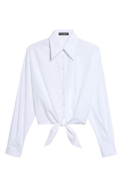Dolce&Gabbana Dolce&Gabbana Tie Hem Cotton Poplin Button-Up Shirt
