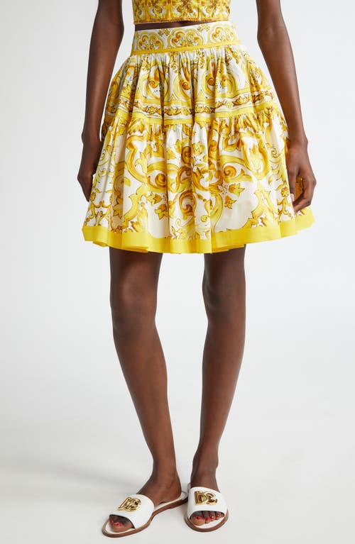 Dolce&Gabbana Dolce&Gabbana Tile Print Cotton Skater Skirt