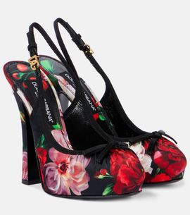 Dolce&Gabbana Dolce&Gabbana Vally 105 floral satin slingback pumps