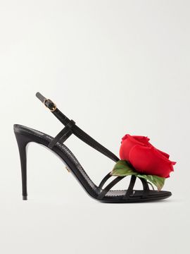 DOLCE&GABBANA Floral-appliqué satin sandals