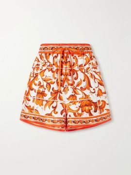 DOLCE&GABBANA Floral-print silk-twill mini shorts