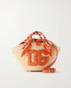 DOLCE&GABBANA Kendra logo-appliquéd leather-trimmed raffia bucket bag - 1