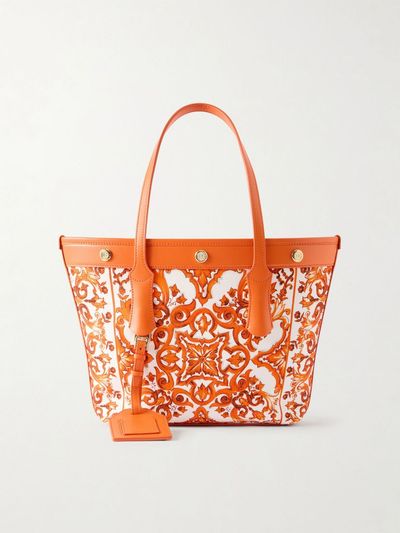 DOLCE&GABBANA Kendra printed logo-embellished leather-trimmed canvas shoulder bag
