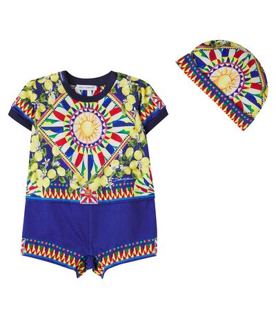 Dolce&Gabbana Kids Dolce&Gabbana Kids Baby Carretto cotton bodysuit and beanie set