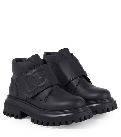 Dolce&Gabbana Kids Dolce&Gabbana Kids DG embossed leather boots