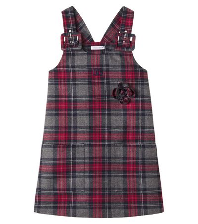 Dolce&Gabbana Kids Dolce&Gabbana Kids DG floral-appliqué tartan dress