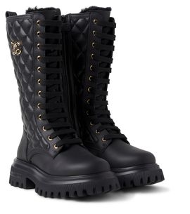 Dolce&Gabbana Kids Dolce&Gabbana Kids DG quilted leather lace-up boots