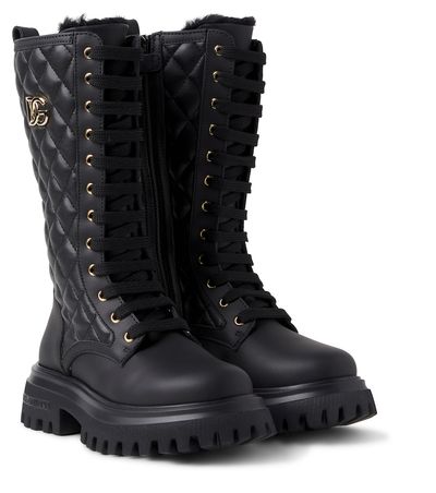 Dolce&Gabbana Kids Dolce&Gabbana Kids DG quilted leather lace-up boots