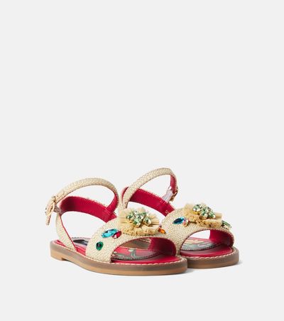 Dolce&Gabbana Kids Dolce&Gabbana Kids Embellished raffia-effect sandals