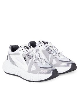 Dolce&Gabbana Kids Dolce&Gabbana Kids Embossed logo leather-trimmed sneakers