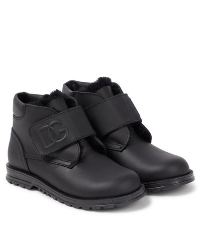 Dolce&Gabbana Kids Dolce&Gabbana Kids Faux shearling-lined leather ankle boots