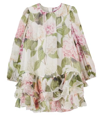 Dolce&Gabbana Kids Dolce&Gabbana Kids Floral ruffled silk chiffon dress