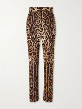 DOLCE&GABBANA Leopard-print high-rise cotton straight-leg pants