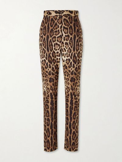 DOLCE&GABBANA Leopard-print high-rise cotton straight-leg pants
