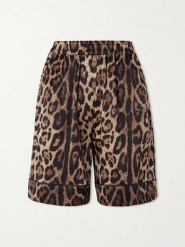 DOLCE&GABBANA Leopard-print silk-blend satin shorts