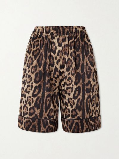 DOLCE&GABBANA Leopard-print silk-blend satin shorts