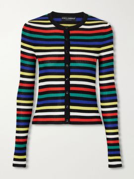 DOLCE&GABBANA Ribbed striped silk cardigan