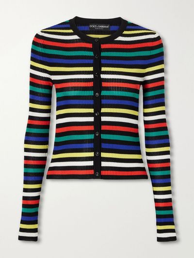 DOLCE&GABBANA Ribbed striped silk cardigan