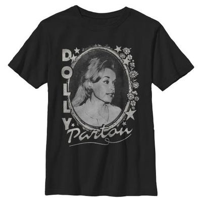 DOLLY PARTON DOLLY PARTON Boys' Distressed Stars Portrait Short Sleeve T-shirt