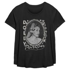 DOLLY PARTON DOLLY PARTON Women's Distressed Stars Portrait Short Sleeve T-Shirt