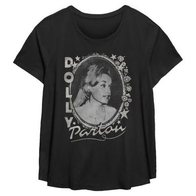 DOLLY PARTON DOLLY PARTON Women's Distressed Stars Portrait Short Sleeve T-Shirt