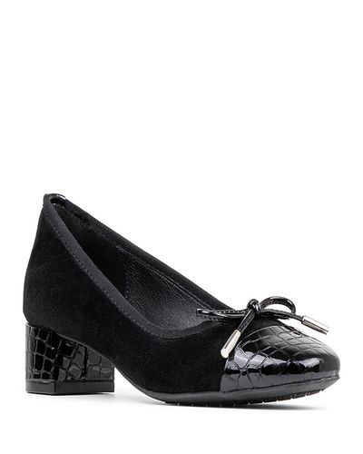 Donald Pliner Donald Pliner Women's Bow Leather Suede Mid Heel Pumps