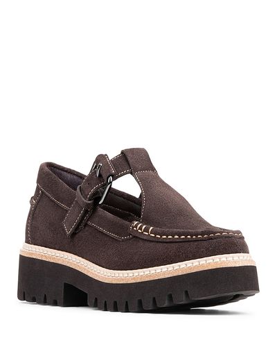 Donald Pliner Donald Pliner Women's T Strap Leather Suede Loafer Flats