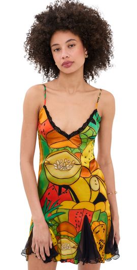 Donde Esteban Donde Esteban Frutas Silk Mini Dress Multi