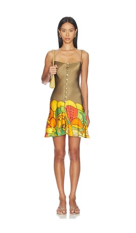 Donde Esteban Donde Esteban Frutas Silk Satin Mini Dress
