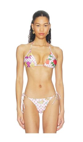 Donde Esteban Donde Esteban Pajaritos Y Rosas Bikini Top
